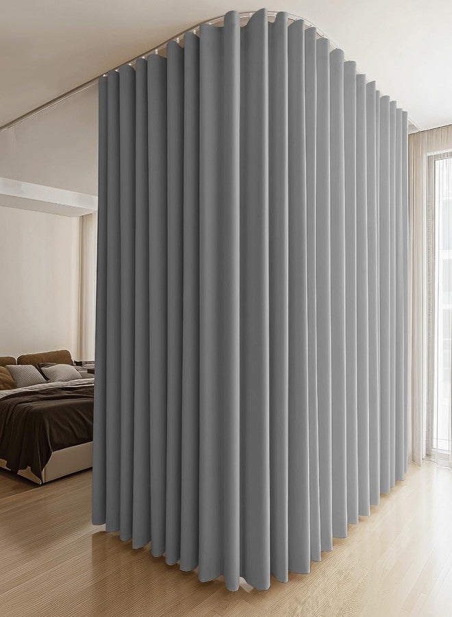 MaKefeile Room Divider Curtains & Flexible Bendable Tracks Set,Privacy Dividers Ceiling Track Curtain Window Blackout Curtains for Living Room Bedroom (W100 × H84 in 1 Panel Grey Drape & White Rail) - Image 1